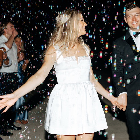 NAZLICEREN Leanne Satin Mini Dress in Lily White Bridal - Picture 11 of 11